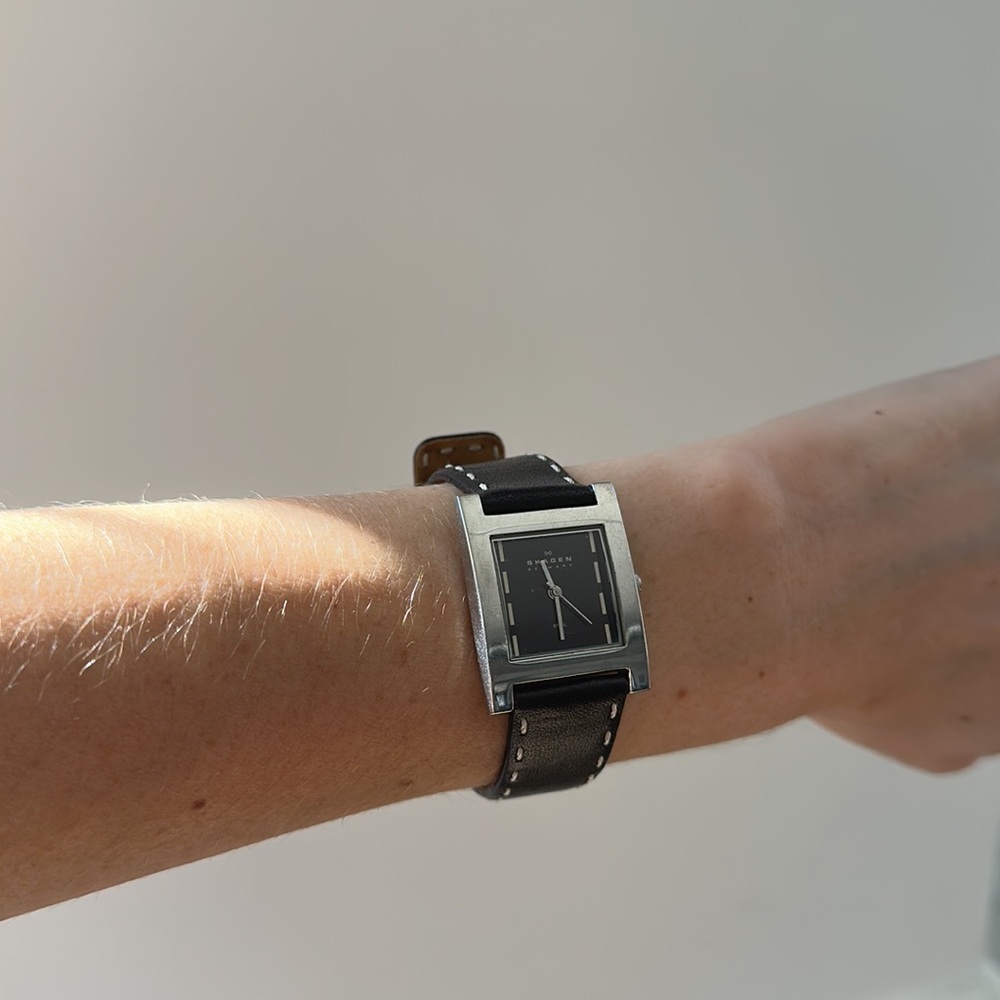 Skagen Denmark vintage leather watch